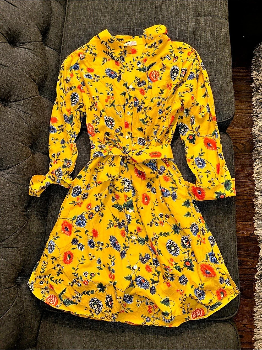 Fragonard Floral Mini Dress in Yellow